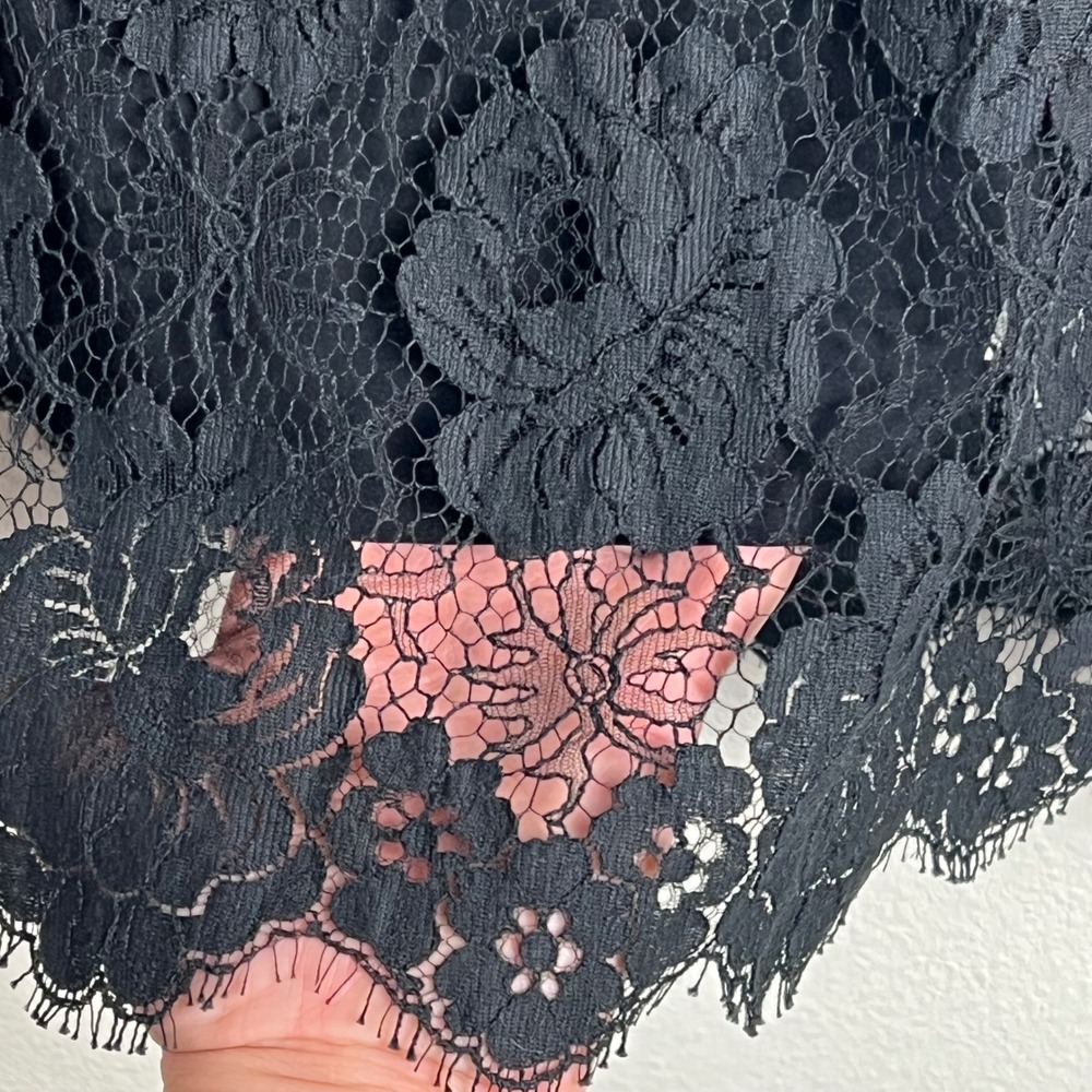 J. Crew Black‎ Lace Floral Midi Skirt Size 12 Side Slit Sheath - Picture 6 of 6